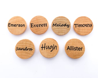 Personalized Name Wood Magnets. Laser Engraved