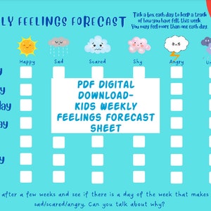Feelings Tracker Kids, Kids Wellbeing Help, Children&#39;s Daily Journal, PDF Download, Children&#39;s Mental Health Support