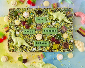 Huge Chocolate Slab, Personalised Chocolate, Dinosaur Party Theme, Loaded Chocolate