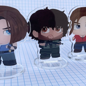 RE 2 and RE 3 acrylic standees: Jill, Carlos and Claire Redfield
