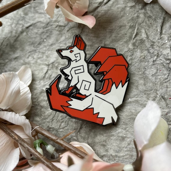 Kitsune Enamel Pin: Japanese Mythology Beastiary Pin Club Monster Hunter Icon