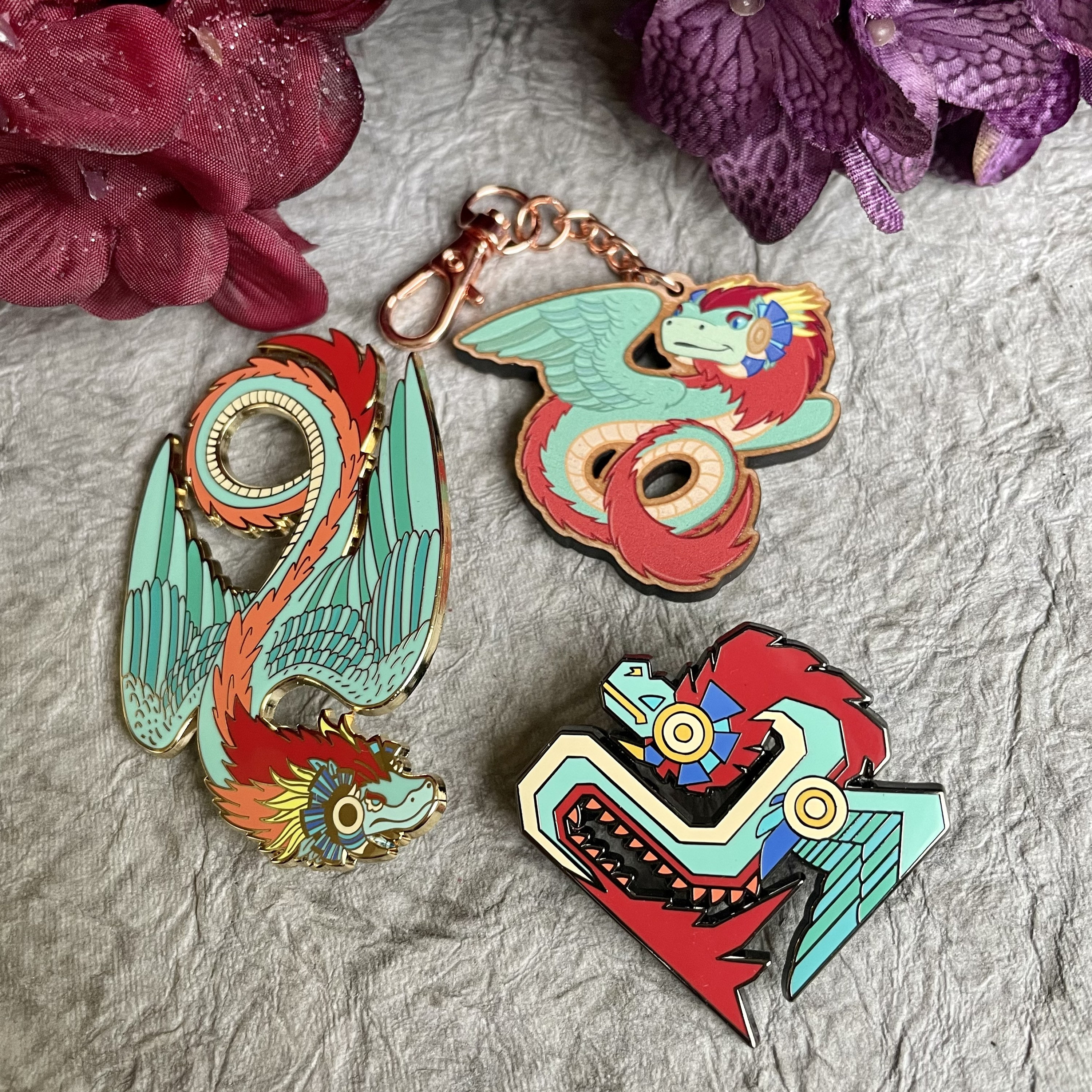Quetzalcoatl Enamel Pin: Aztec Mythology Beastiary Pin Club Monster ...