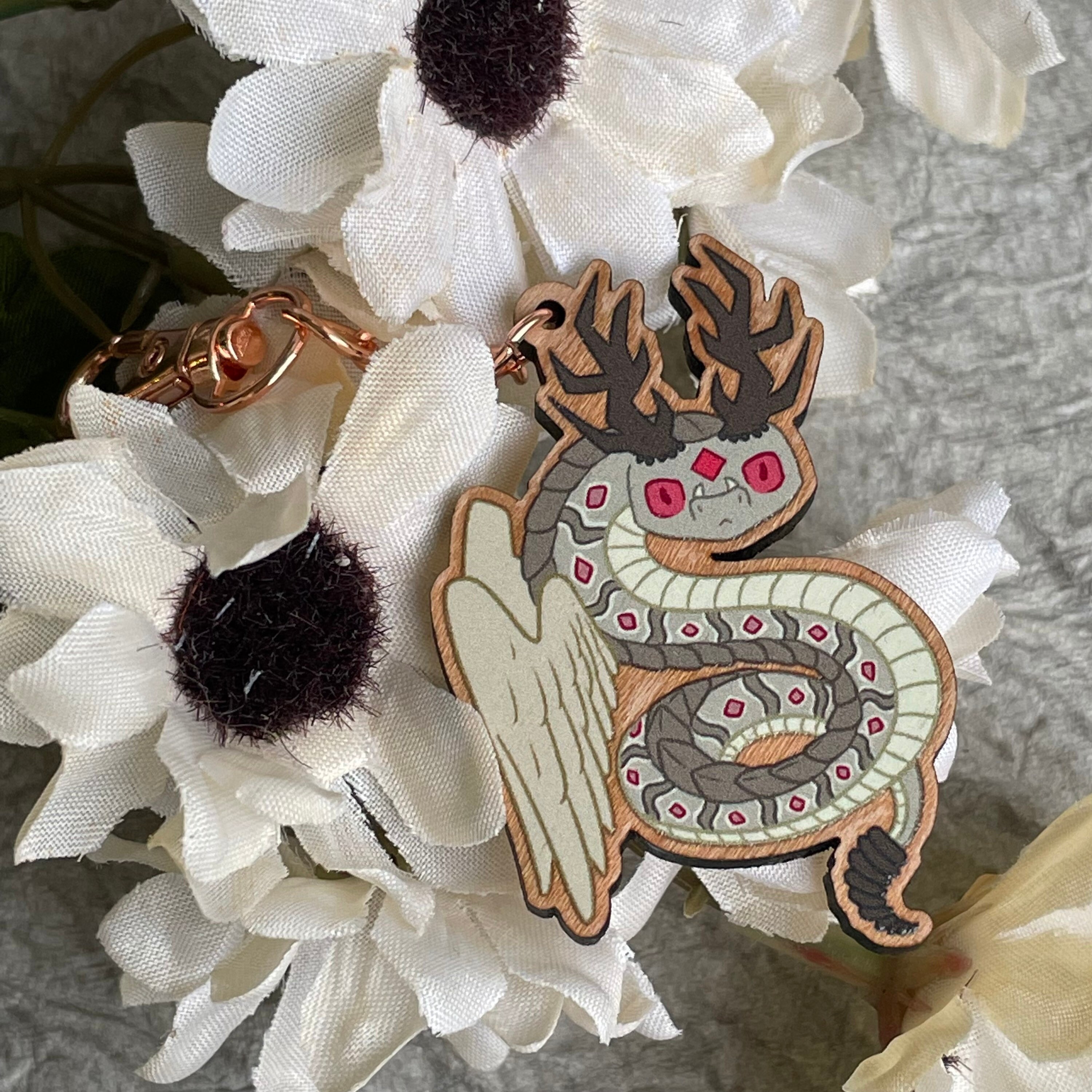 Uktena Wooden Charm: Cherokee Mythology Beastiary Pin Club