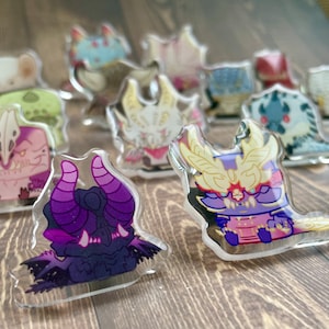 Monster Hunter acrylic pins: Zinogre, Malzeno, Magnamalo, Nergigante, Pukei Pukei, Tobi Kadachi, Gore Magala Ajanath, Lagiacrus, Odogaron