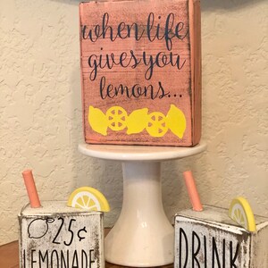 Lemonade Mason Jar Inspired Summer Place Setting, Summer Tiered Tray Decor, Lemon Decor, Lemon Vignette, Lemonade Stand, Lemon Tiered Tray image 3