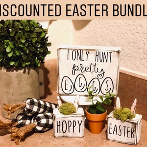 Easter Decor, Easter Sign Bundle, Easter Tier Tray Decor, Small Easter Decor, Spring Signs, Discount Bundle, Easter Wood Sign, Tier Tray image 1