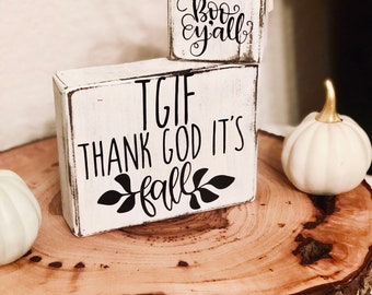 Thank God Its Fall, Tiered Tray Sign, Fall Decor, Farmhouse Fall Sign, Autumn Decor, Fall Vignette