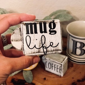 Coffee Mug, Coffee Tiered Tray Decor, Coffee Bar, Vignette Decor, Small Coffee Tray Sign, Coffee Vignette decor, Rae Dunn Coffee Mugs