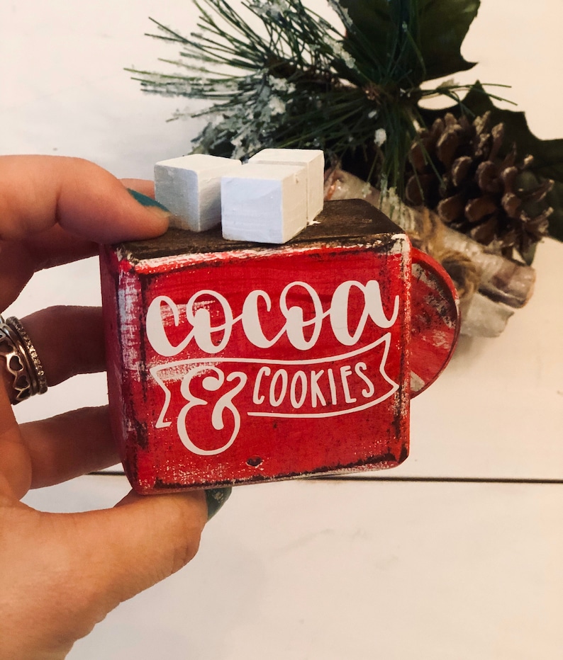 Handmade Hot Cocoa Mug Sign: Christmas Tiered Tray Decor