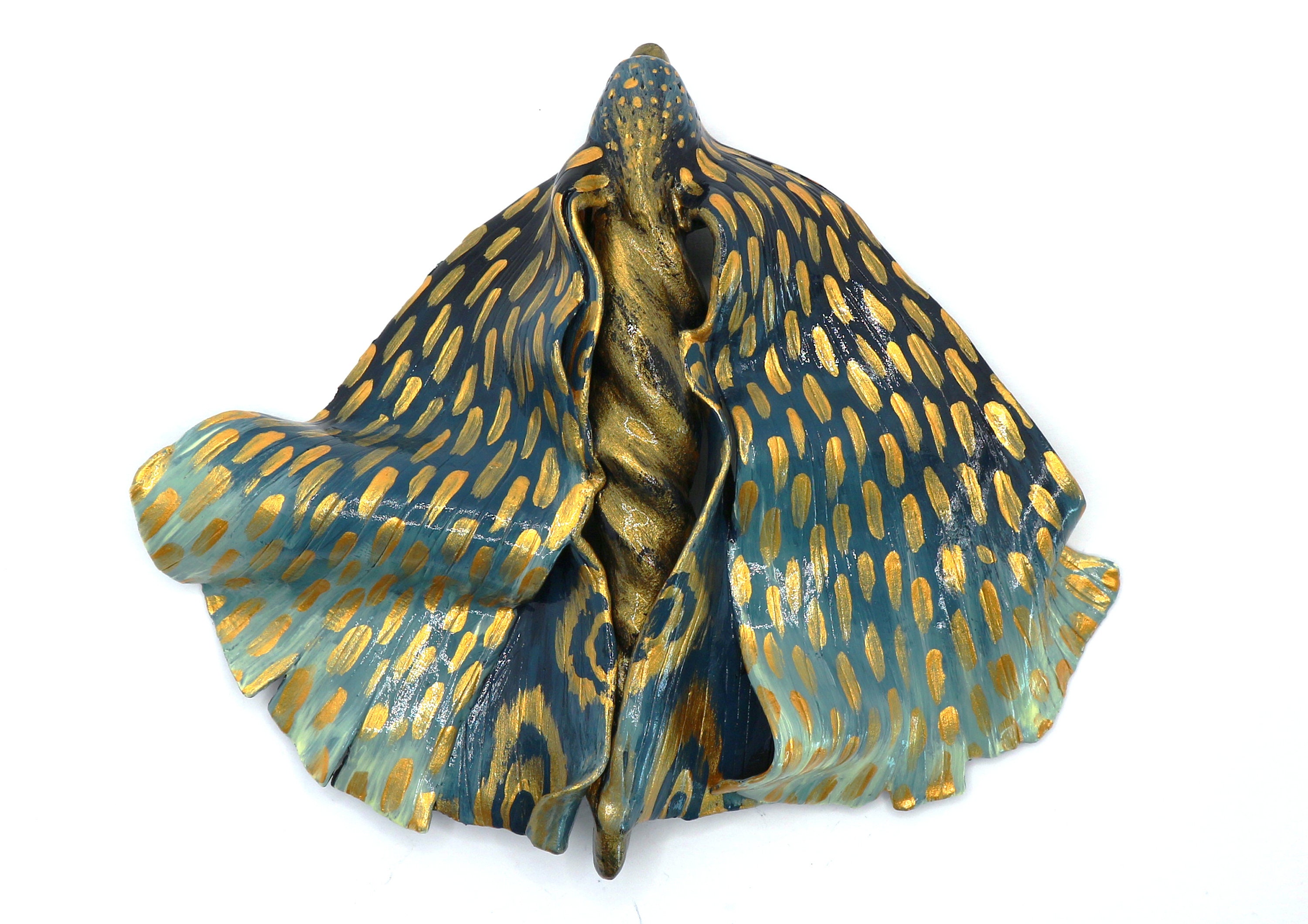 Suzette Papillon de Nuit Bleu et Or - Décoration Murale