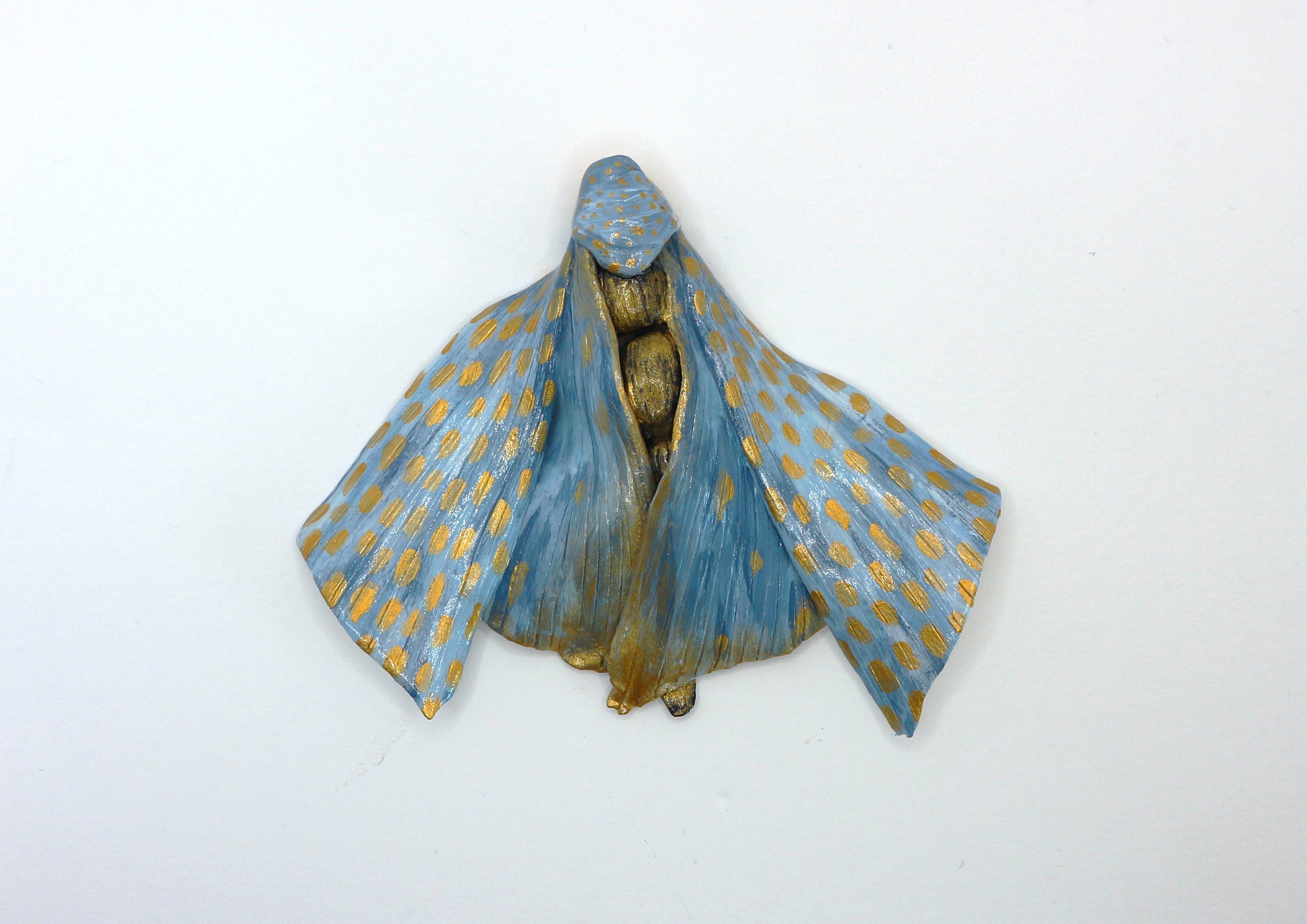 Linette Papillon de Nuit Bleu et Or - Décoration Murale