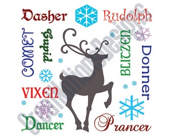Reindeer Names SVG - HTV - Vinyl Cutting Graphic Art