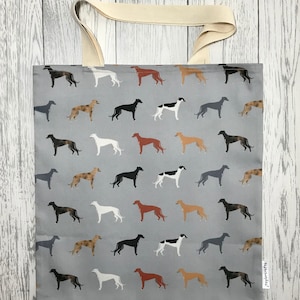 Grey Greyhound - Bag for Life, Vintage Dog Print. Chic, durable, hand held cotton eco bag, environmentally friendly