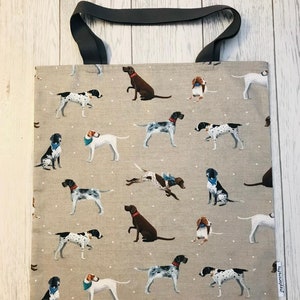 Chien d'arrêt - Bag for Life, impression chien vintage. Sac écologique en coton chic, durable, tenu dans la main, sac à provisions réutilisable et respectueux de l'environnement, 33x