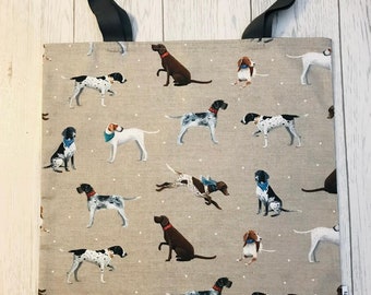Pointer Dog - Bag for Life, Vintage Dog Print. Chic, durable, hand held cotton eco bag, environmentally friendly, reusable shopping bag, 33x