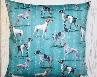 Classic Blue Pointer Dog Print Cushion Cover, dog lover gift, pillow cover, home & living, decorative pillow 38x38cms