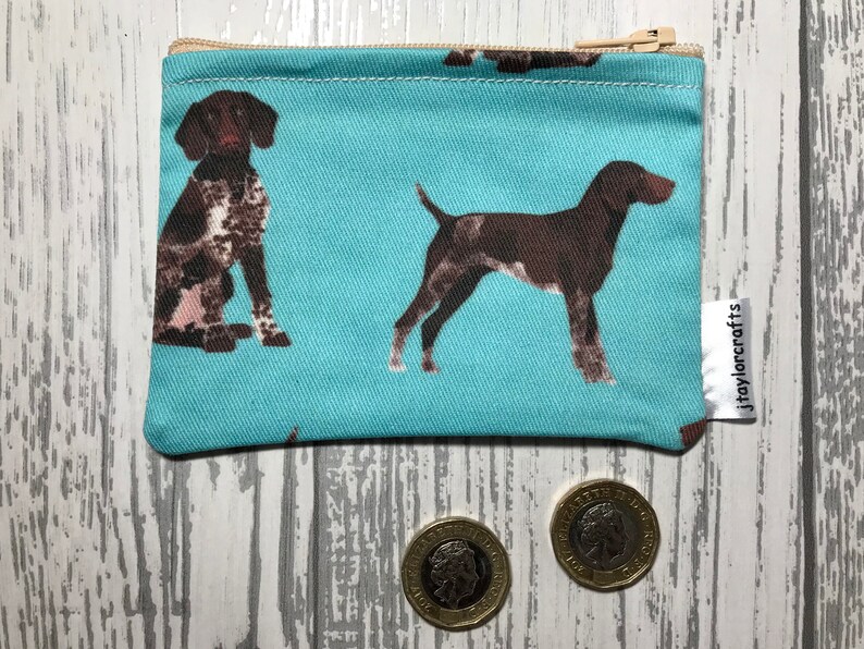 gifts for her bags /& purses card holder Blue German Shorthaired Pointer fabric zip coin purse coin purse dog lover gift