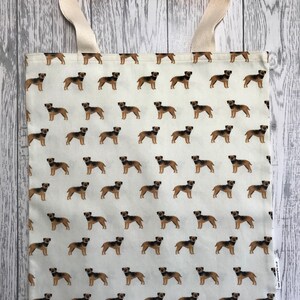 Border Terrier Print Bag - Cream Bag for Life. Chic, durable, hand held cotton eco bag, environmentally friendly, reusable shopping bag