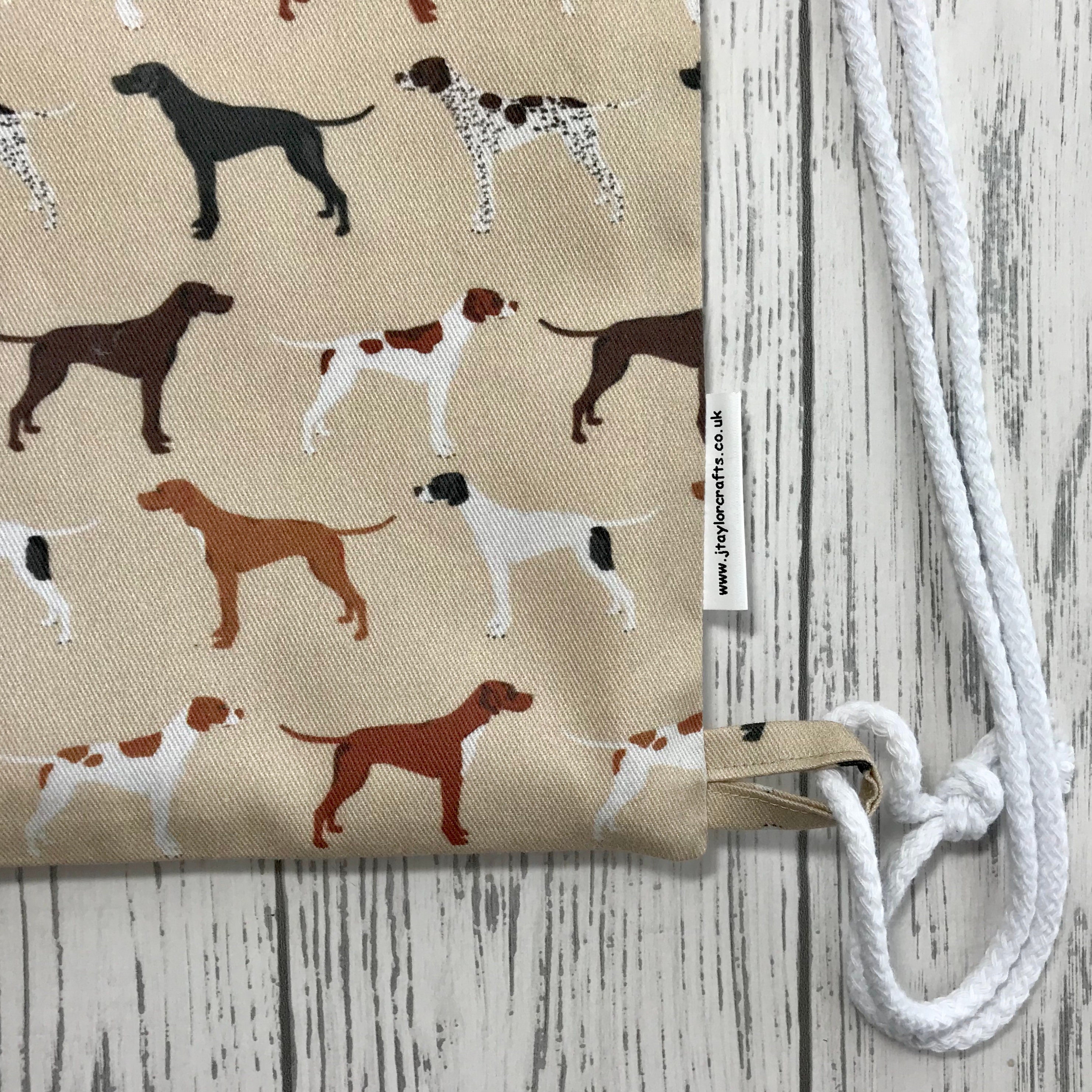 Tan English Pointer Drawstring Backpack Dog print fabric Etsy