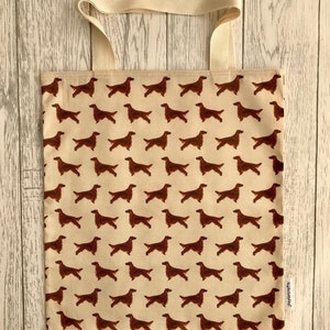 Irish Setter Dog Bag for Life, Vintage Print. Chic, durable, hand held cotton eco bag, environmentally friendly, reusable shopping bag, 33x