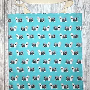 Tibetan Terrier - Blue Bag for Life, Dog Print. Chic, durable, hand held cotton eco bag, environmentally friendly
