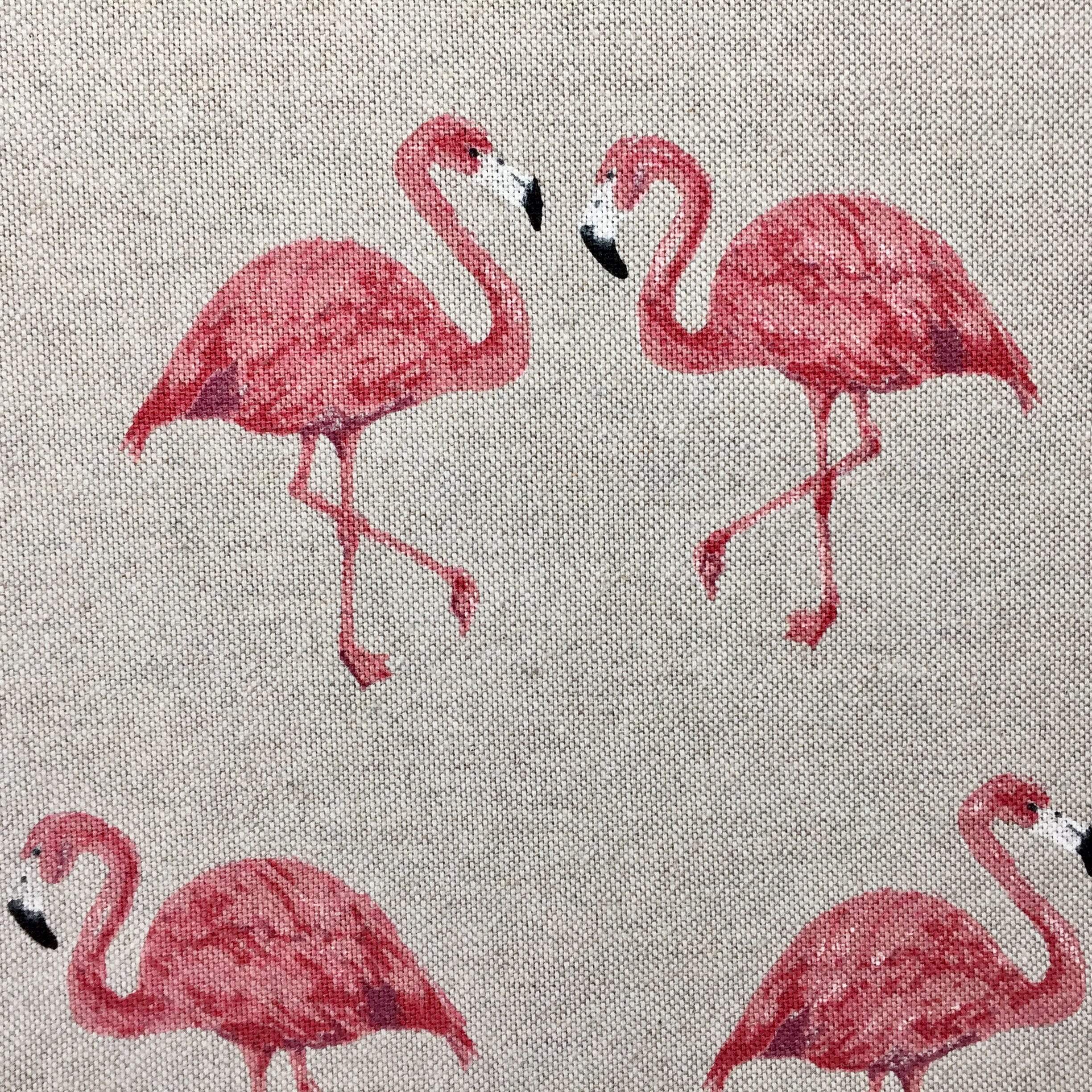 Pink Flamingo Print Linen Style Cushion Cover Vintage Design | Etsy