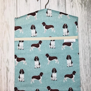 Blue Springer Spaniel Fabric Cloth Peg Bag - 100% Cotton Dog Print Laundry Supplies
