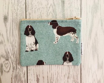 Springer Spaniel fabric zip coin purse, bags & purses, dog lover gift, coin purse, card holder, gifts for her, stocking filler