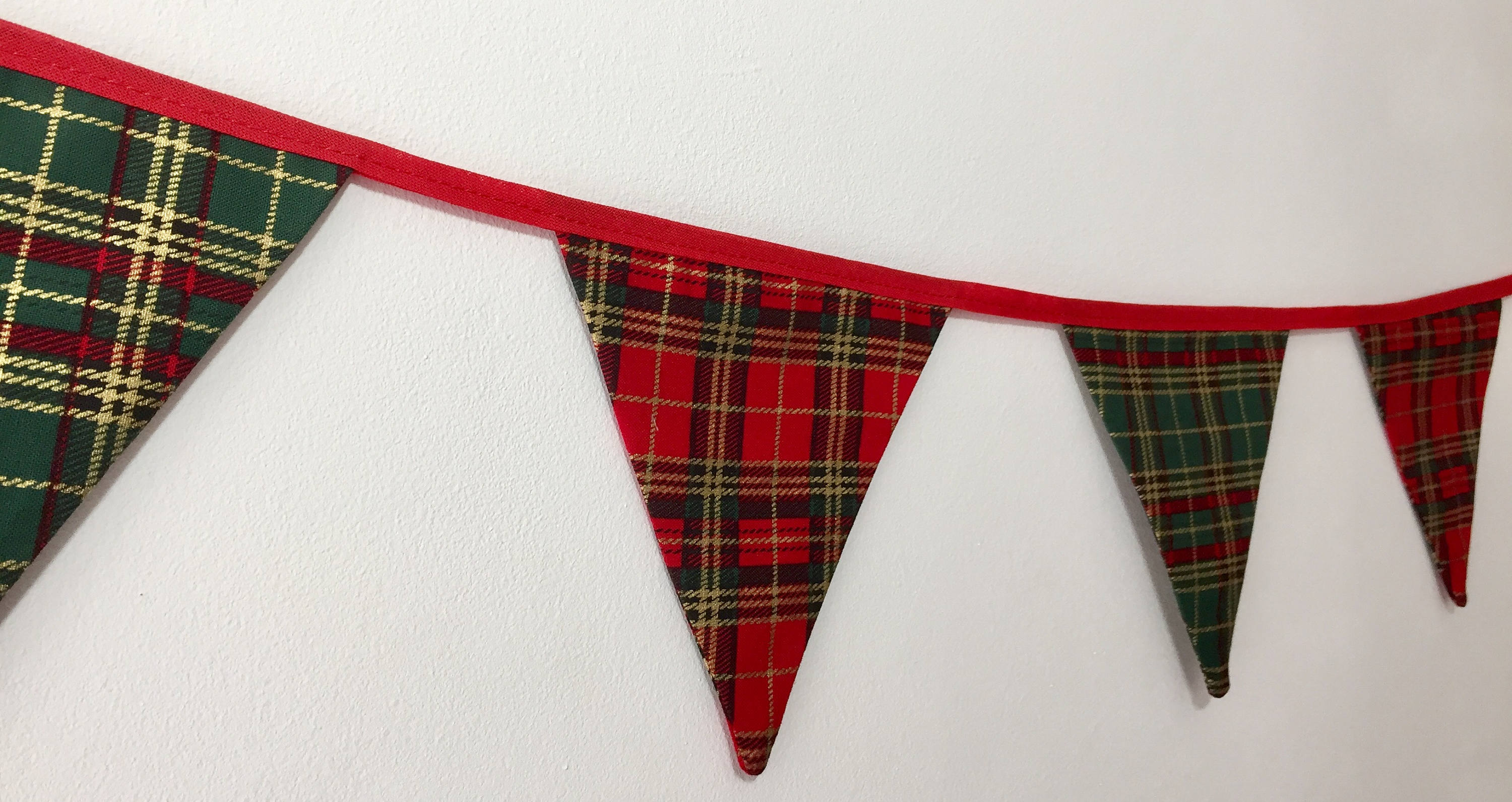 Christmas Tartan Bunting Red & Green Scottish Cotton Fabric Etsy