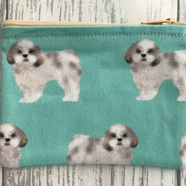 Shih Tzu Mint Dog fabric zip coin purse, bags & purses, dog lover gift, coin purse, card holder, gifts for women, stocking filler