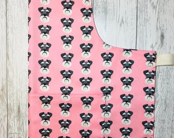 Schnauzer Dog - Pink Cotton Apron. Apron for cooking/baking. Apron with pockets. Kitchen Accessory. Home decor