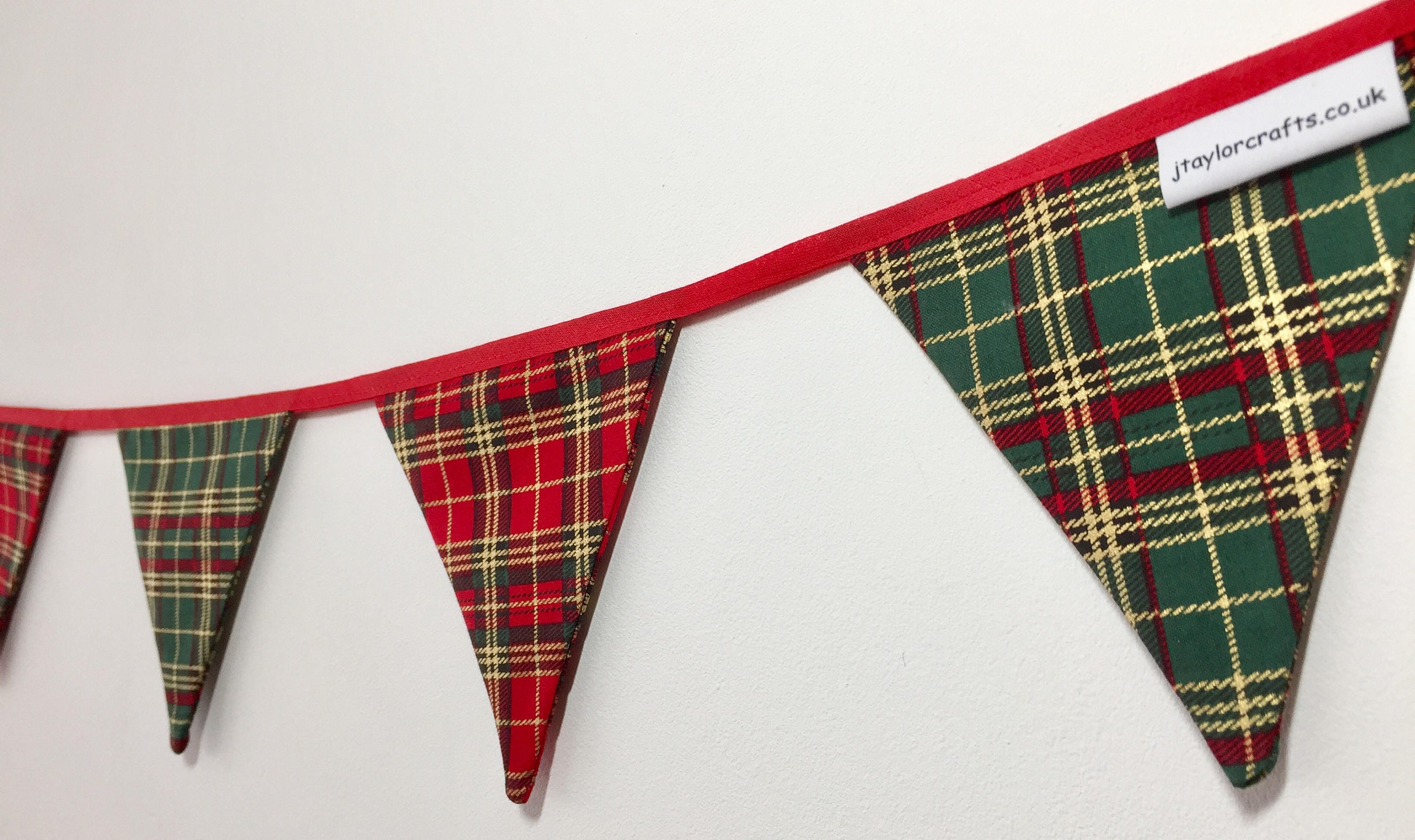 Christmas Tartan Bunting Red & Green Scottish Cotton Fabric Etsy