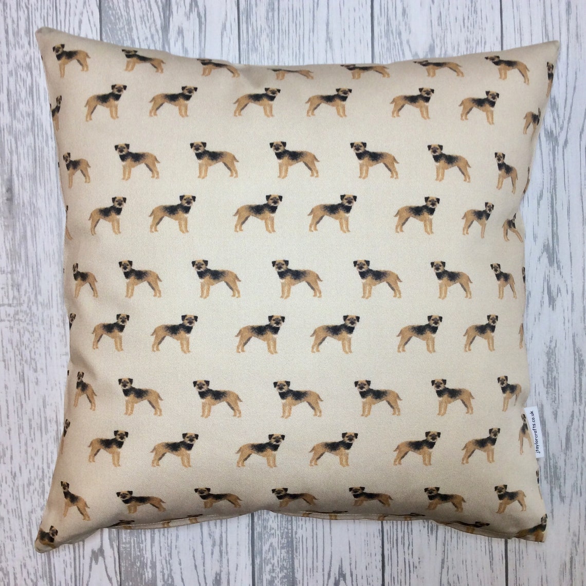 Crème Vintage Border Terrier chien imprimé housse de ...