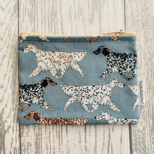 Monedero de tela con cremallera de Setter Inglés, bolsos y carteras, regalo para amantes de los perros, monedero, tarjetero, regalos para ella, relleno de medias