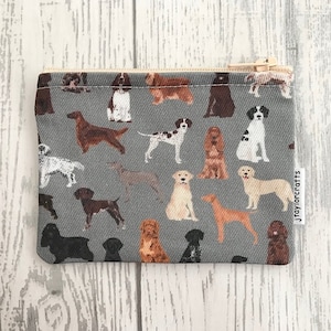 Grey Hunting Dogs tela zip monedero, bolsos y bolsos, regalo amante de perros, monedero, porta tarjetas, regalos para ella, relleno de medias