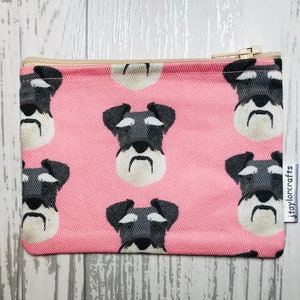 Schnauzer Roze stof rits munt portemonnee, tassen & portemonnees, hond minnaar cadeau, munt portemonnee, kaarthouder, geschenken voor haar, kousenvuller