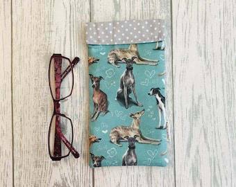 Whippet Soft Fabric Glasses Case, Snap Shut.