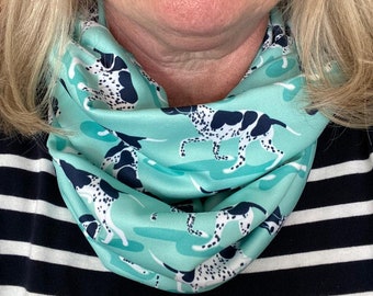 Aqua English Pointer Dog Print Infinity Scarf