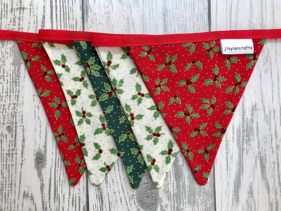Xmas print cottons red and cream with festive Stamps crafts