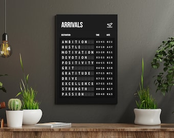Custom Airport Arrivals Board Poster | Travel Art | Airport Art | Plane Art | Entrepreneur Art | Pilot Gift | Airport Poster | Hustle Art