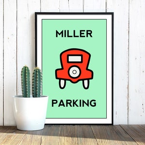 Custom Free Parking Monopoly Art Poster | Real Print will be sent | Wedding gifts, family wall art, Personalized classic board game prints