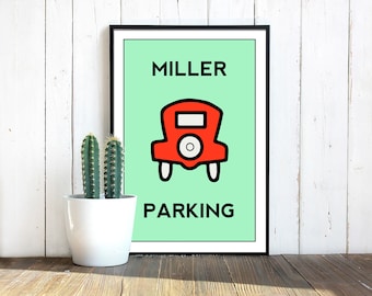 Custom Free Parking Monopoly Art Poster | Real Print will be sent | Wedding gifts, family wall art, Personalized classic board game prints