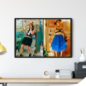 Broad City Artwork: Abbi and Ilana original art featuring Four Seasons in the Bathroom - New Years (2 of 4)