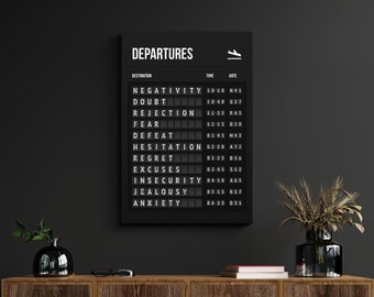 Custom Airport Departures Board Poster | Travel Art | Airport Art | Plane Art | Entrepreneur Art | Pilot Gift | Airport Poster | Hustle Art