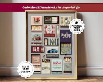 Custom Matchbook Art | Personalized Vintage Matchbook Artwork | Proof in 24 Hours | Physical Print | Wedding, Birthday, Best Friend Gift