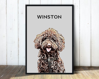 Custom Pet Cartoon Portrait - Personalized Pet Gift - Perfect for your favorite Dog, Cat, Hamster, Horse & more. Actual Print Will Ship