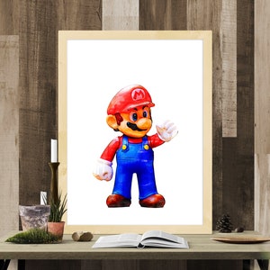 Super Mario Bros Poster - custom artwork print featuring Super Mario Brothers, great for a gameroom, kids room, birthday and more occasions