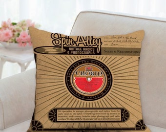 Spin Alley Record Sleeve 18" x 18" Throw Pillow