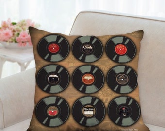 Vintage 78 Records 18" x 18" Throw Pillow