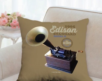 Spin Alley “The Icons” Edison Standard 18" x 18" Throw Pillow